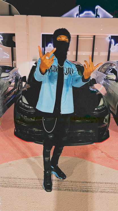 Blue/Black Leather Jacket - ShopRoadRunna