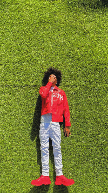 Road Runna Leather Jacket Red / White 
